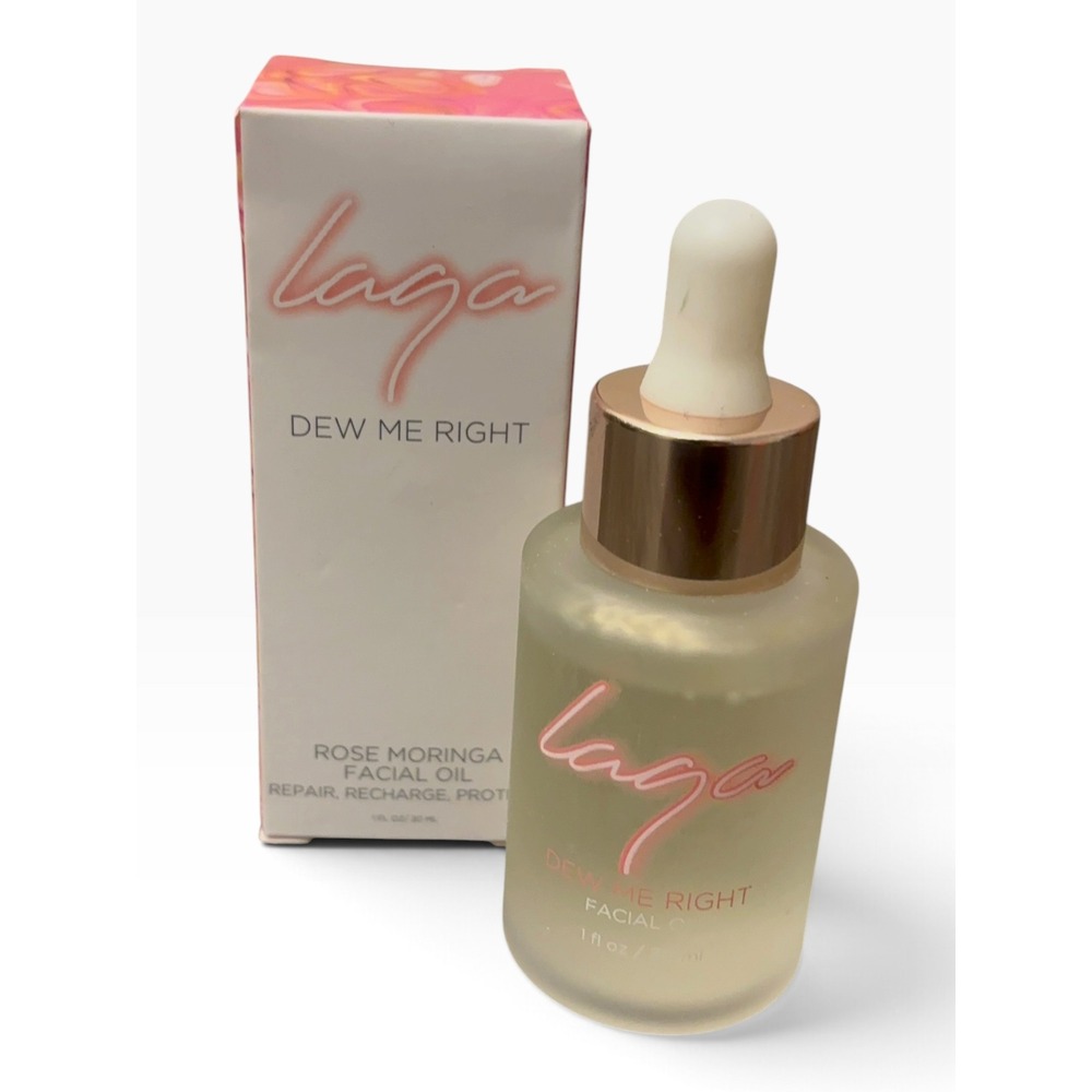 Laqa Dew Me Right Rose Moringa Facial Oil 1oz 30ml Repair Recharge Protect NIB